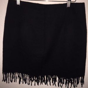 NWOT Jenne Maag Blk Fringe Wrap Skirt-L